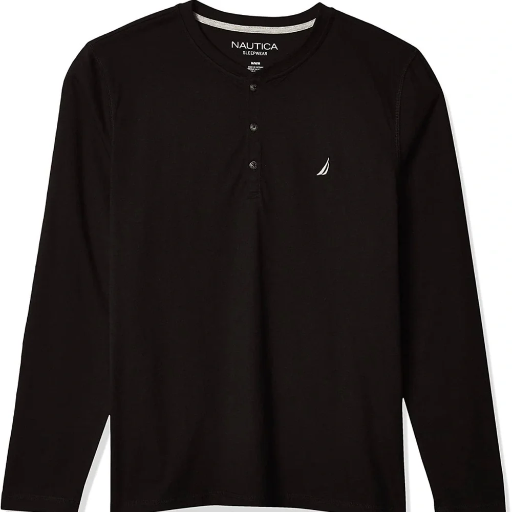 Nautica Men's Long Sleeve Henley Top front logo - Picture 7 of 12